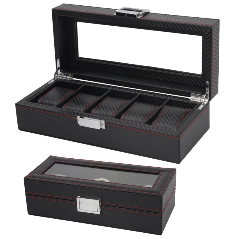 

5 Girds Carbon Fiber New High Quality Clock Storage Box Or Display Men Ladies Universal Watch Gift Promotion