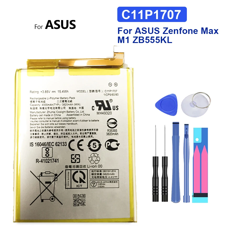 

Tablet Li-Polymer Battery For ASUS Zenfone Max M1 ZB555KL Replacement Battery C11P1707 4000mAh