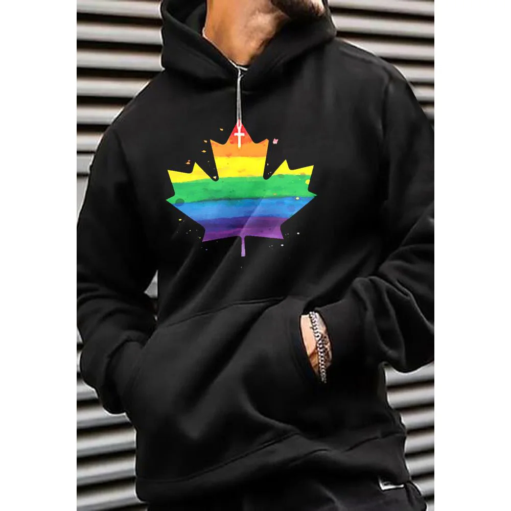 

Мужская Повседневная Толстовка с принтом радуги листьев Badassdude