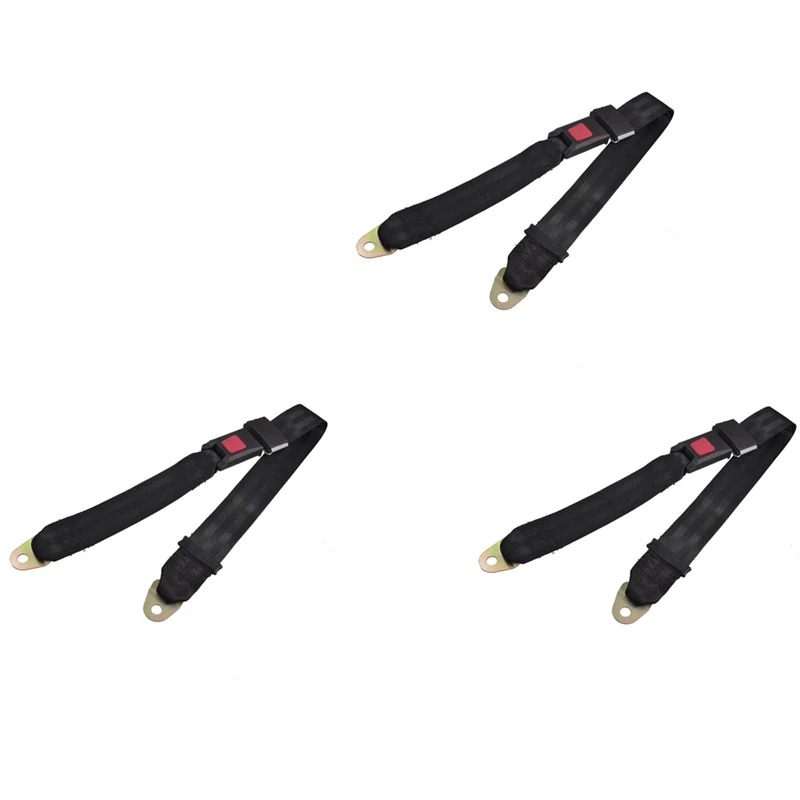 

3X Black Adjustable Two Point Auto Car Safety Seat Belt Lap Seatbelt
