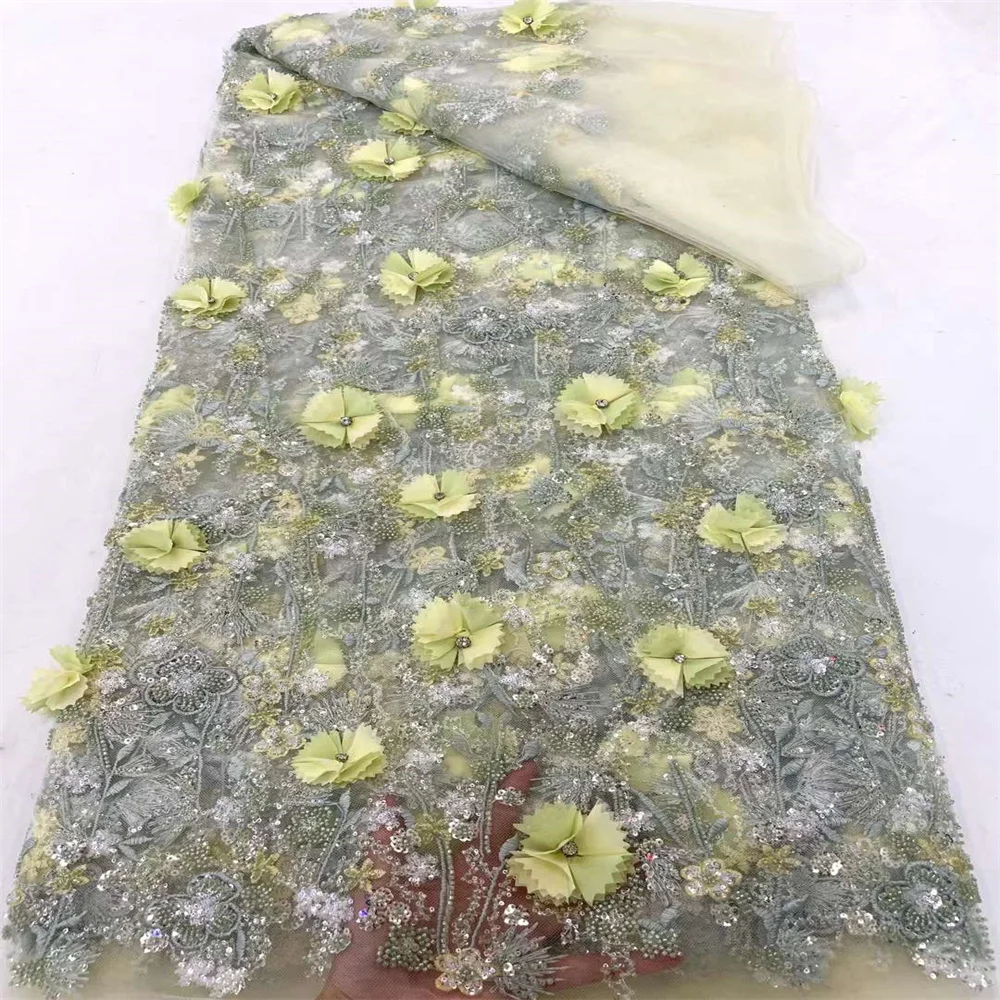 Кружевная ткань с 3D африканскими блестками кружевная 2024 Высококачественная
