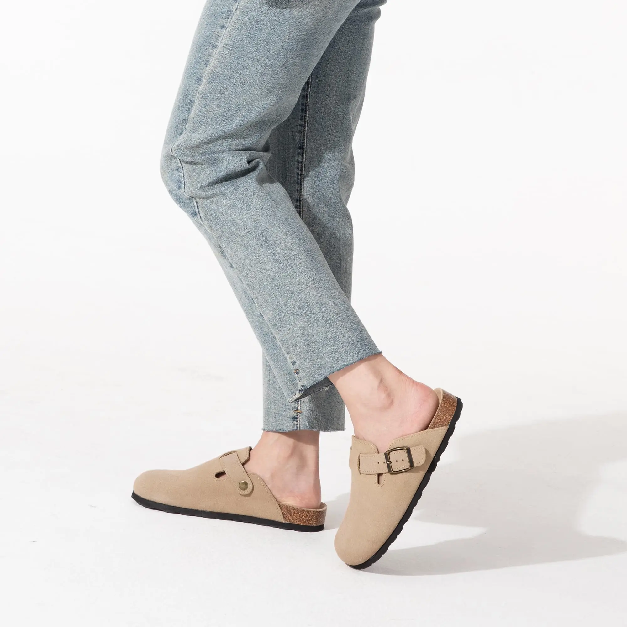 Мюли женские замшевые Классические тапки из мягкой кожи Нескользящие с