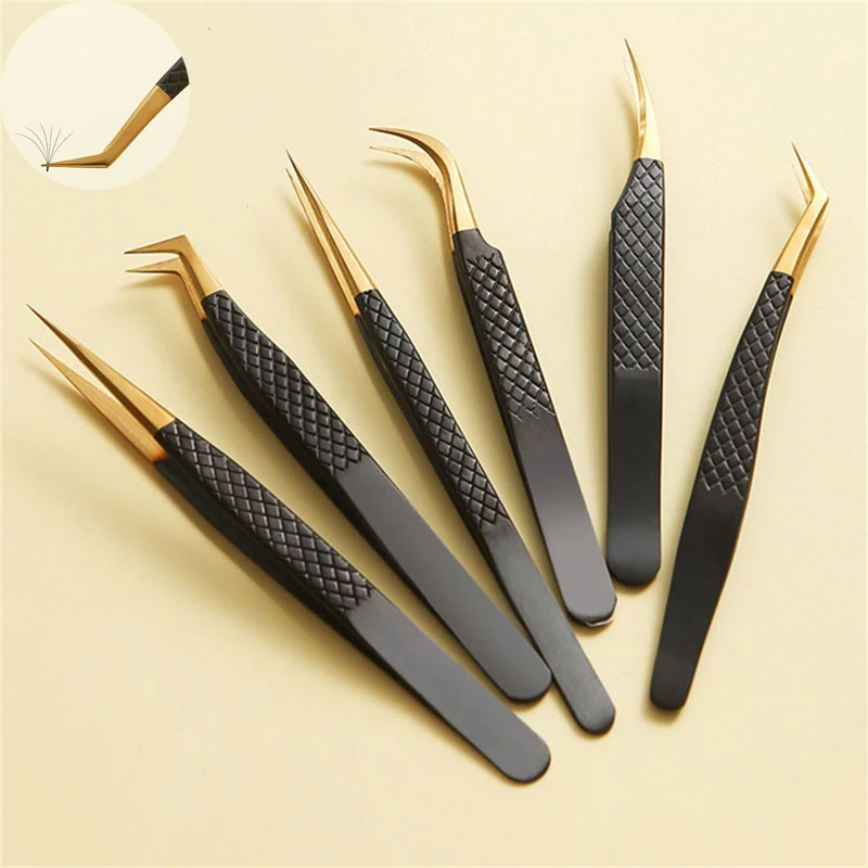 

Professional Eyelash Tweezers 3D Volume Eyelash Extension Tweezer Straight Curved Fan Lash Eyebrow Clip Pick Up Tool 100%Closure