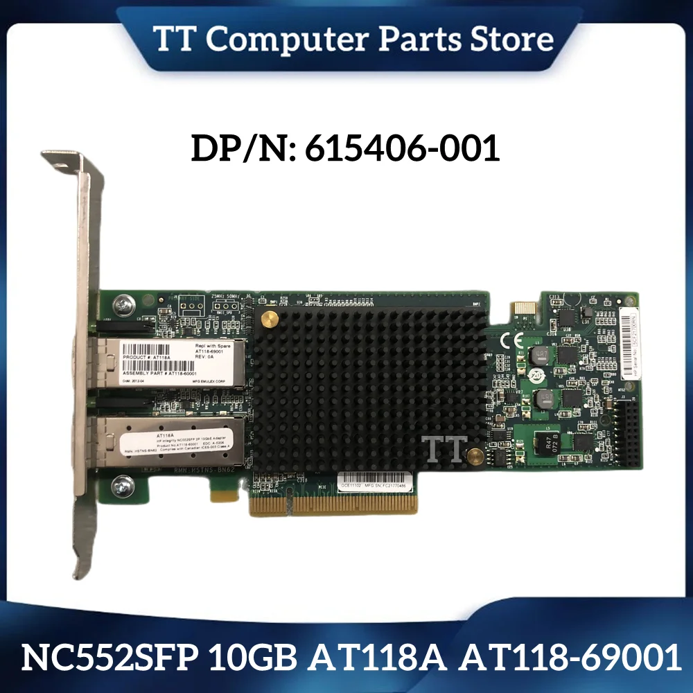 

TT Original For HP NC552SFP AT118A AT118-69001 10G Dual Optical Network Card 614203-B21 615406-001 614201-001 Fast Ship