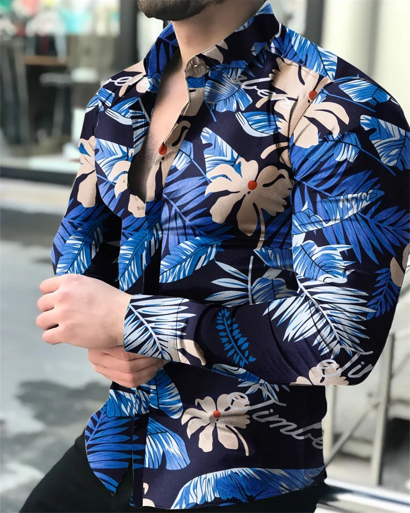 

Men's Business Shirts Fall Casual Lapel Street Fashion Long Sleeve Shirts 2022 Men's Prom Club Button Up Shirts Top S-6XL