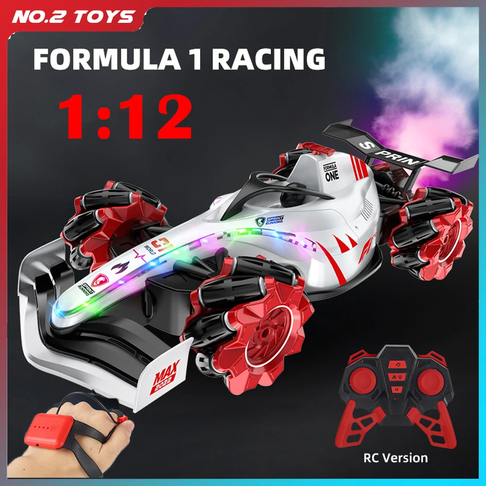 2.4G 4WD F1 RC Spray Stunt Car 1:12 Light Music Model Racing Off-road Drift Vehicle Remote Controll Car Gifts Toys for Children