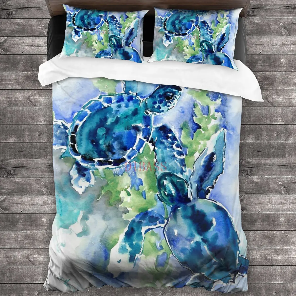 

Мягкий чехол с 2 наволочками, пододеяльник с застежкой-молнией и морскими черепашками