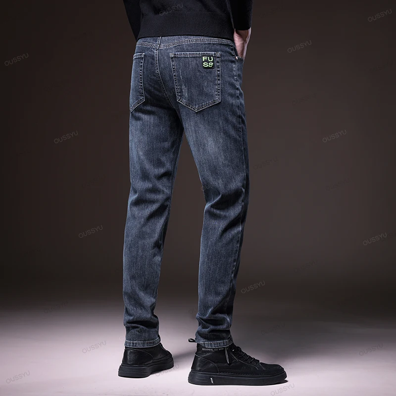 Осень-зима мужские джинсы высокого качества повседневные байкерские джинсовые