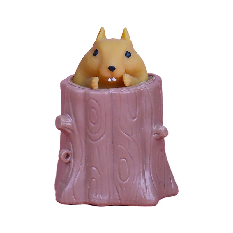 

Funny Squeeze Toys Tree Stump Stress Relief Spoof Toy Evil Squirrel Cup Decompression Telescopic Head Finger Toy For Kids Adults