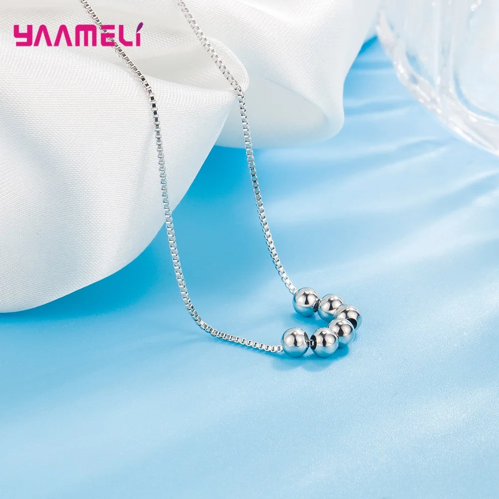 Ювелирные изделия из стерлингового серебра 925 пробы простые круглые бусины 4 мм с