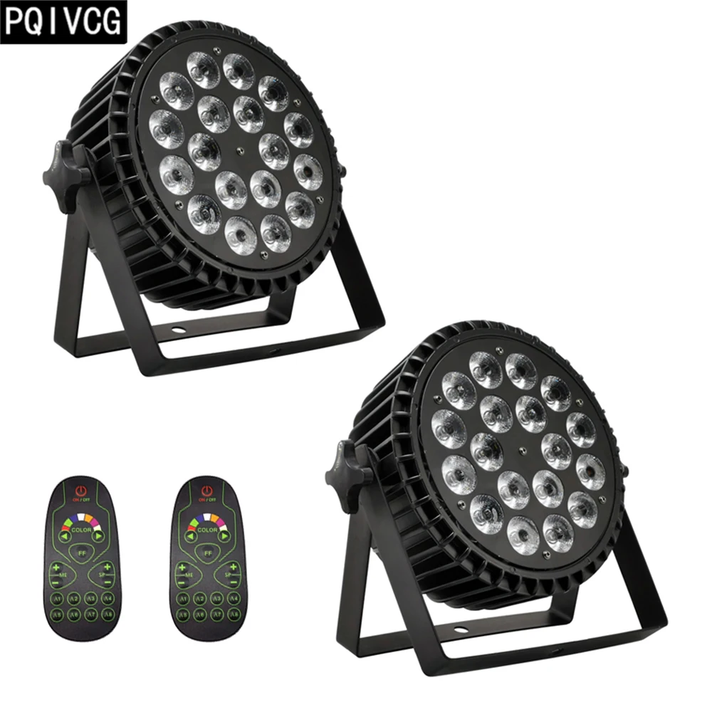 

2 pcs/lot aluminum18x12w RGBW 4in1 led par light with remote full color stage dj led light flat par light