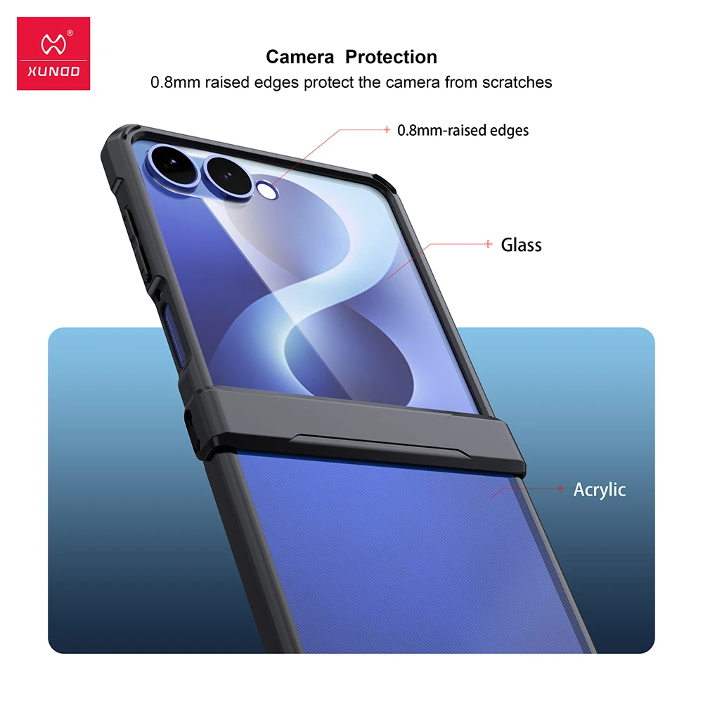 Фото Магнитный чехол Xundd для Samsung Galaxy Z Flip 7/8 с вращением на 360°, противоударный, из ТПУ, с подставкой и защитой объектива №3