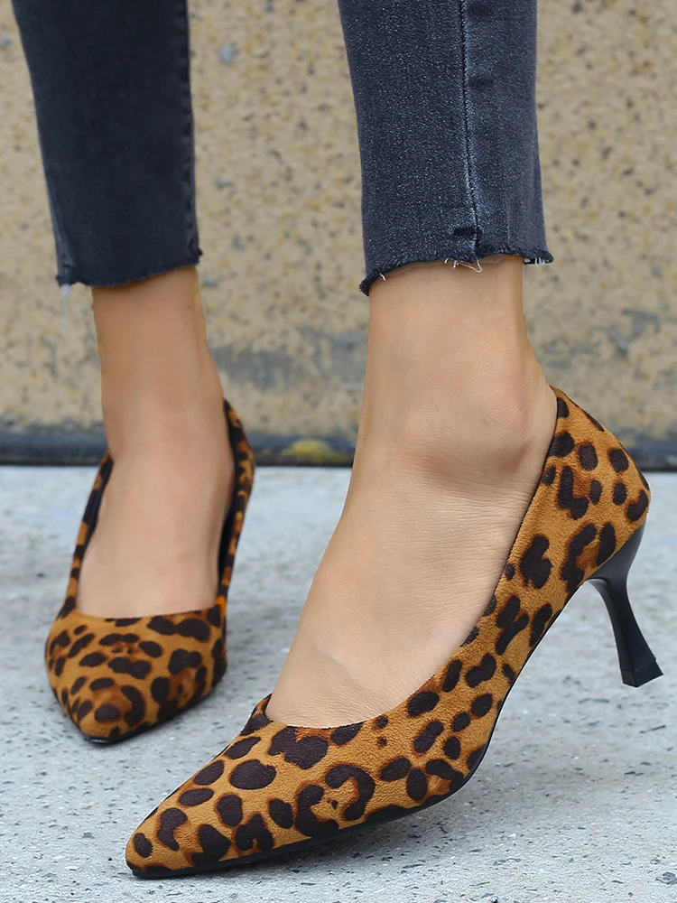 

Fashion High Heels Leopard Stiletto Sandals Sexy Pointed Women Shoes 2022 Summer Autumn Party Dress Women New Pumps Cozy Sandals