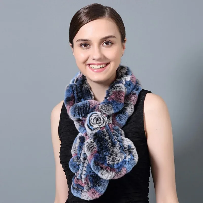 Зимние женские вязаные настоящие искусственные модные теплые толстые шарфы из