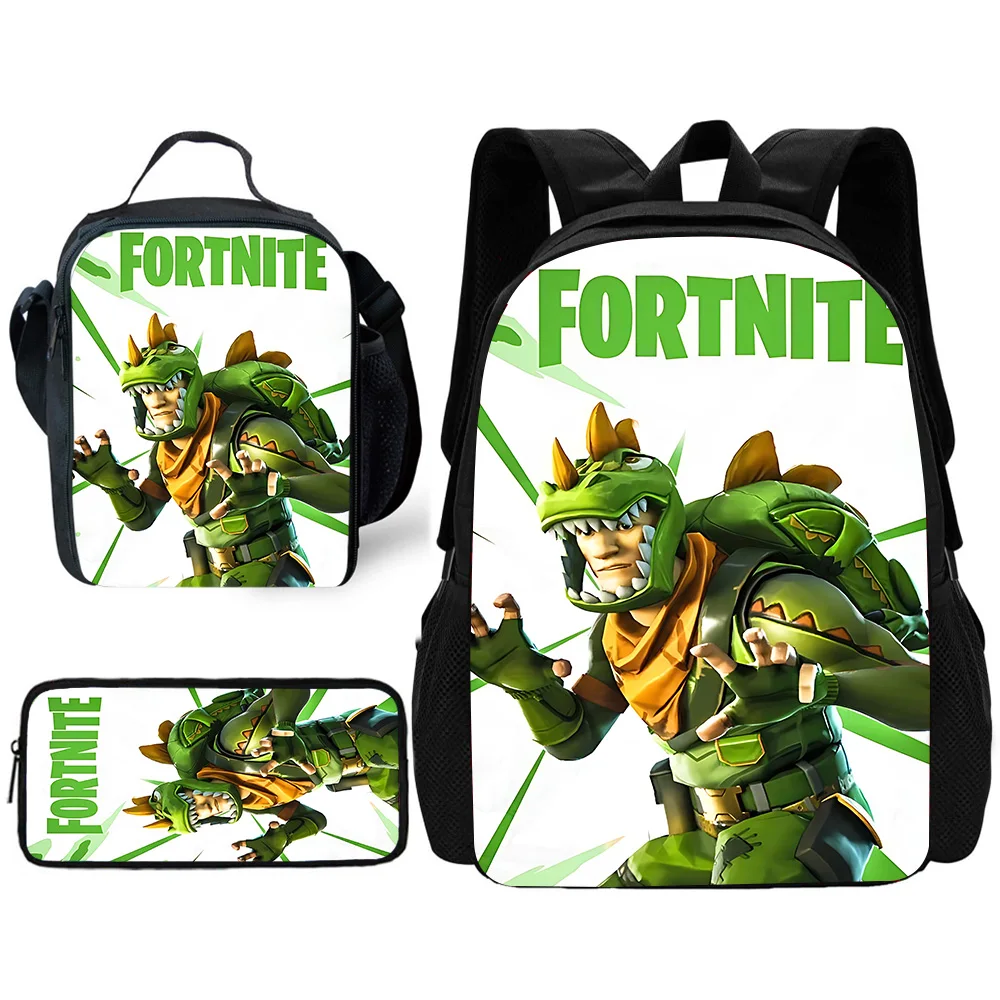 Фото Детский школьный рюкзак Hot Game FortniteS с сумками для обедов, пеналами и школьными сумками для мальчиков и девочек — лучший подарок №2