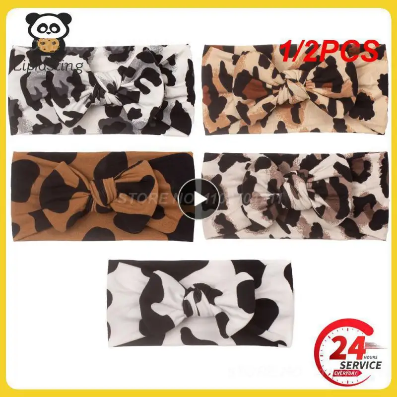 

1/2PCS New Baby Leopard Print Headband Children's Wide Edge Traceless Bowknot Headband Baby Hair Band Suitable for 0-3 Year Old