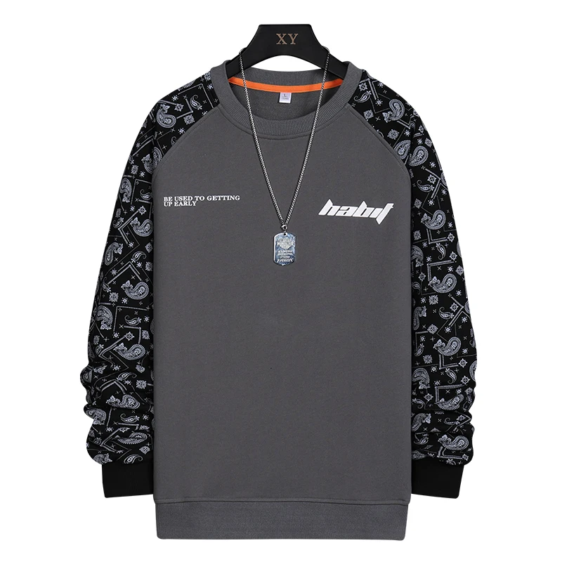 

Панк 2022 принт хип-хоп Лоскутная Толстовка мужские черно-белые толстовки Весна Осень Повседневная Уличная одежда