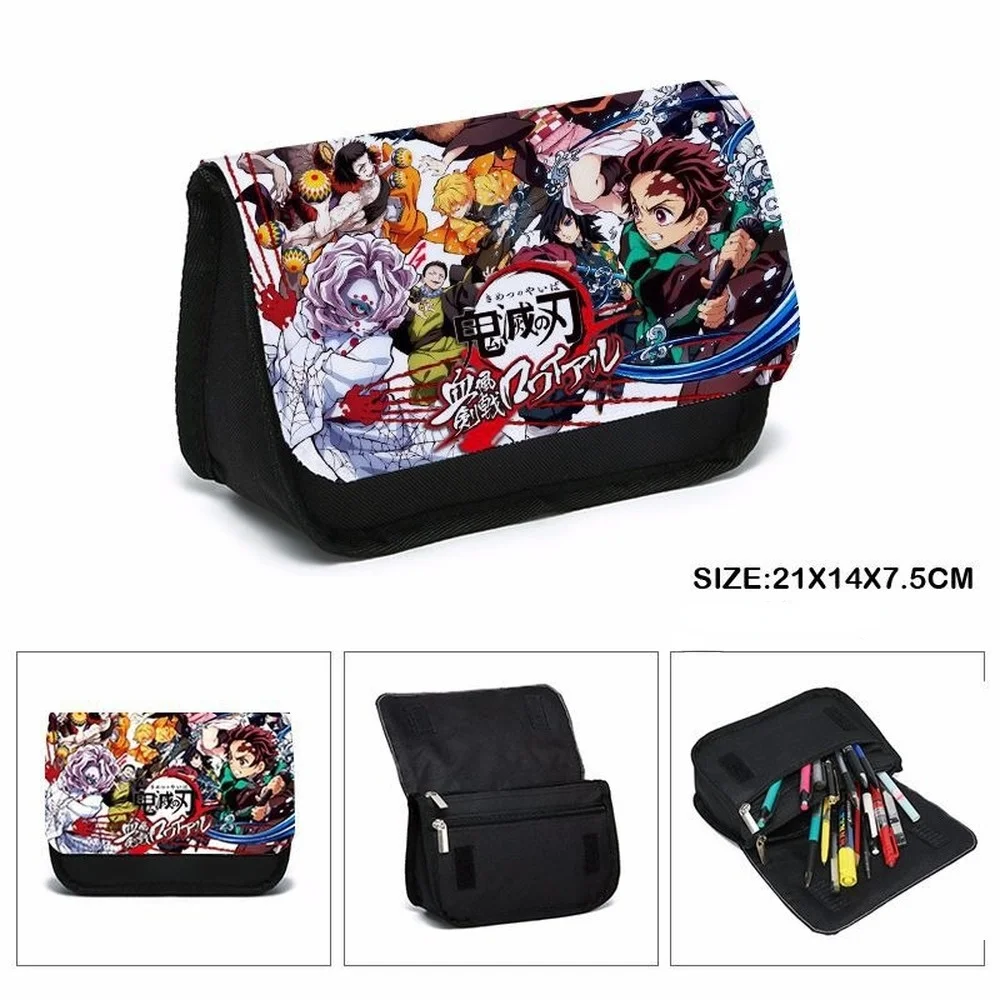 

Anime Demon Slayer Seires Pencil Case Men women Canvas Coin Purse Double-zipped Make-up Bag Students Teenager Stationary Bags
