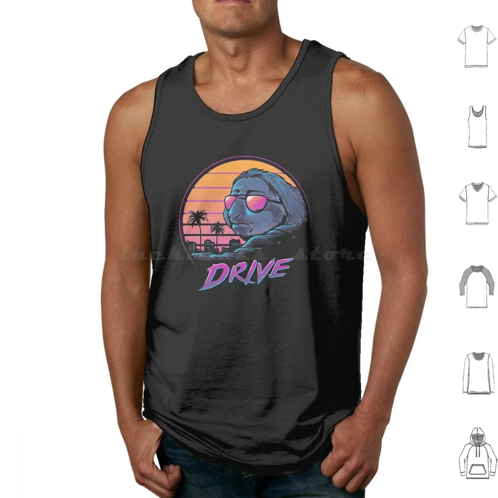 

Slow Drive Tank Tops Print Cotton Sloth Retro 80S Animals Animal Retrowave Rad Retro Aesthetics Aesthetics Vaporwave