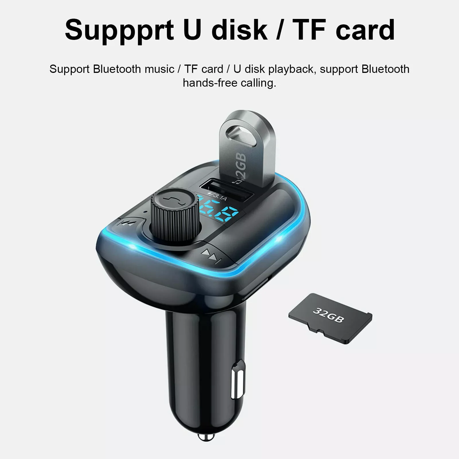 Автомобильный беспроводной Bluetooth FM-передатчик радиоадаптер mp3-плеер 2 порта USB