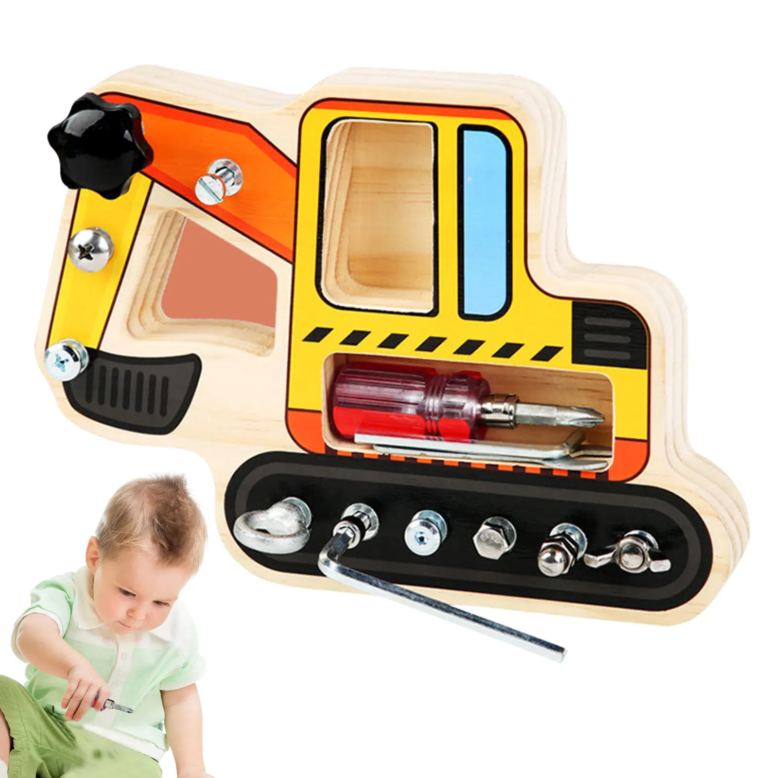 

Деревянные винтовые игрушки Монтессори, семейный набор, деревянные дошкольные игрушки для детей, мальчиков и девочек, набор инструментов д...