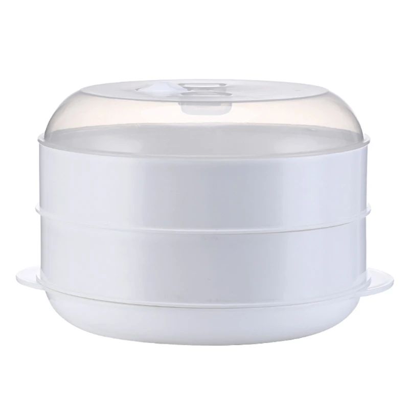 

Round Single Tier Food Steamer Box with Lid For Microwave Oven Kitchen Veggies Fish Cookware Environmental Box