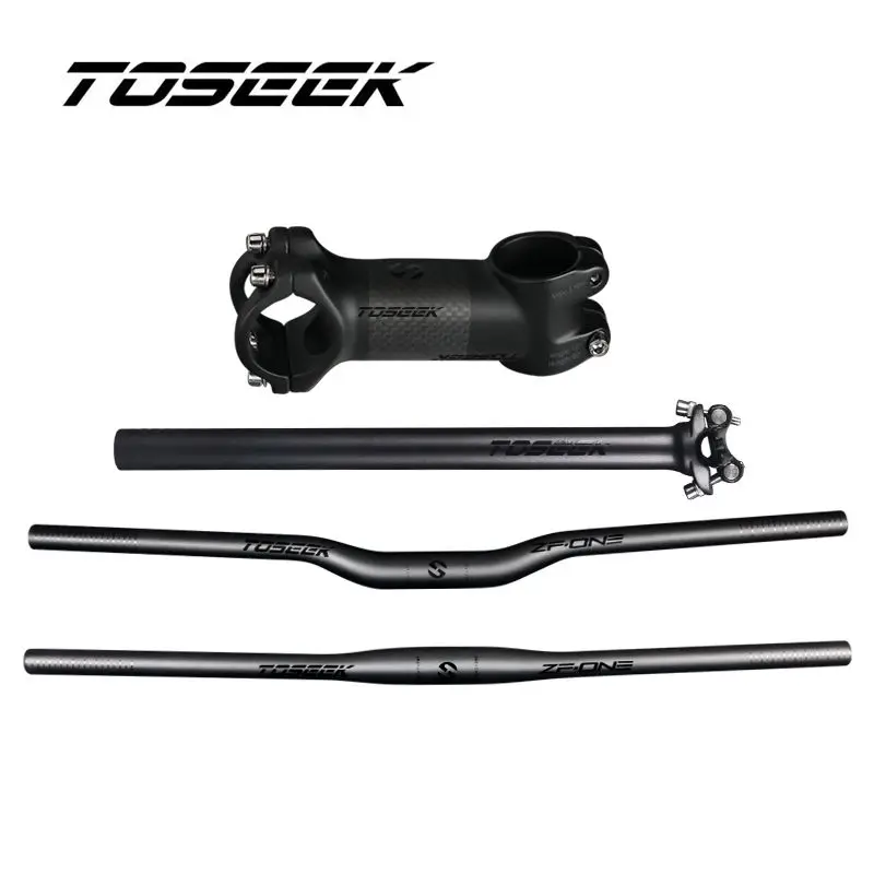 

TOSEEK ZF-ONE Carbon Fiber Bike MTB Bars Sets Bicycle Mountain Parts Rise / Flat Handlebar Stem Seatpost