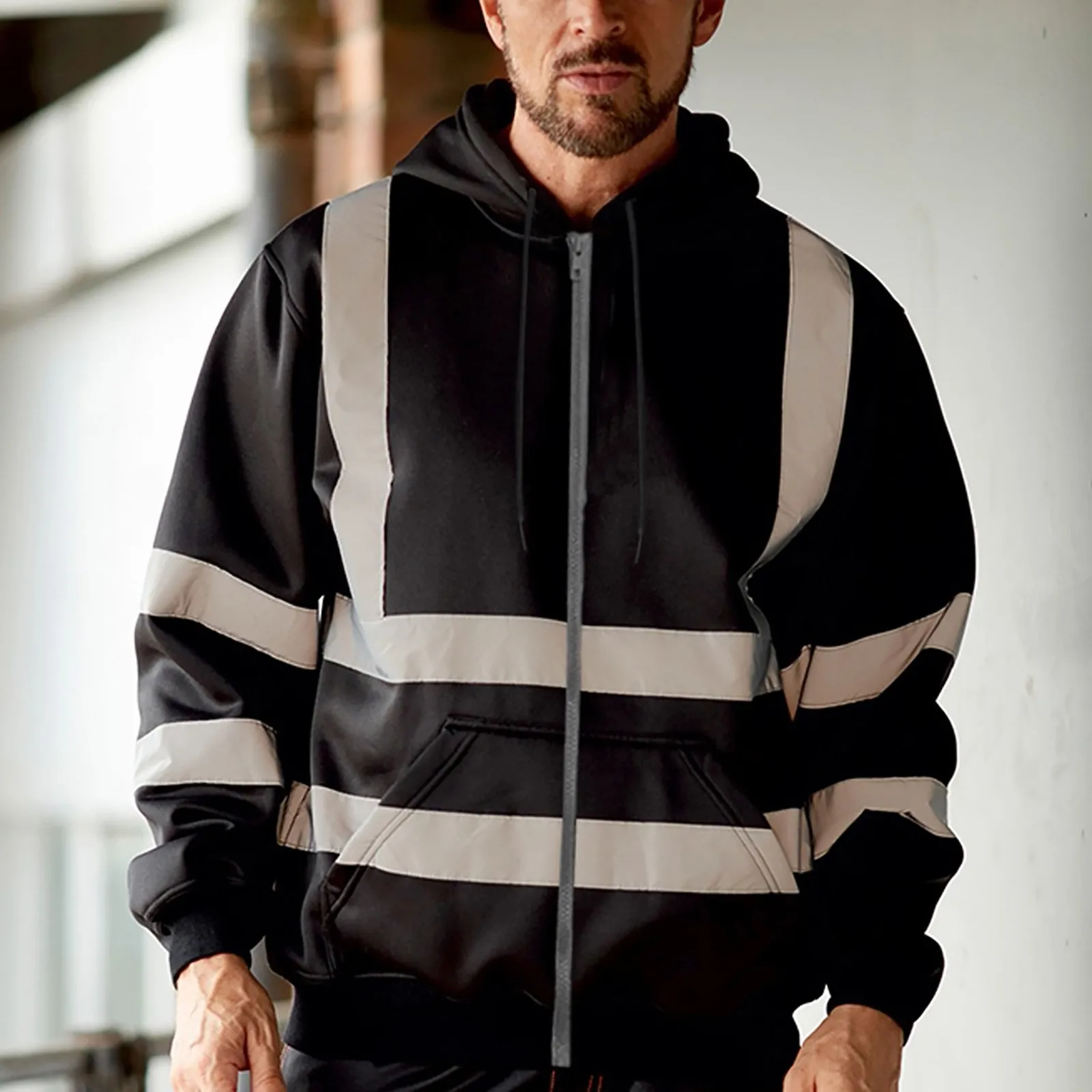 

Men S Sweatshirts Mens Road Work High VisibilityPullover Long Sleeve Hooded Sweatshirt Tops Blouse Color Sweatshirt