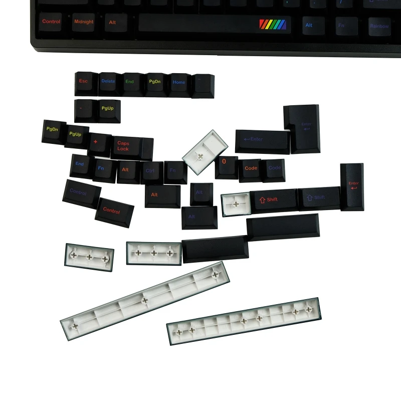 

GMK Midnight Rainbow Keycaps PBT Dye Sub for MX Switches Cherry Mechanical Keyboard 142 Keys Fits 61 63 64 65 67 68 80