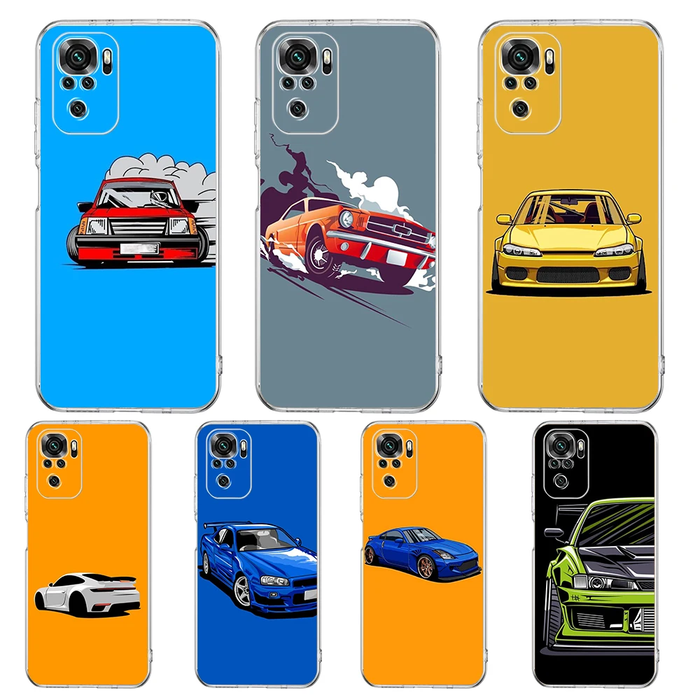 

Japan Sports Car Transparent Phone Case For Redmi 10c K40 8A 9A 9C 7 8 8T 9 9S 10 Pro Gaming Note 11 11T 10 Plus Luxury Shell