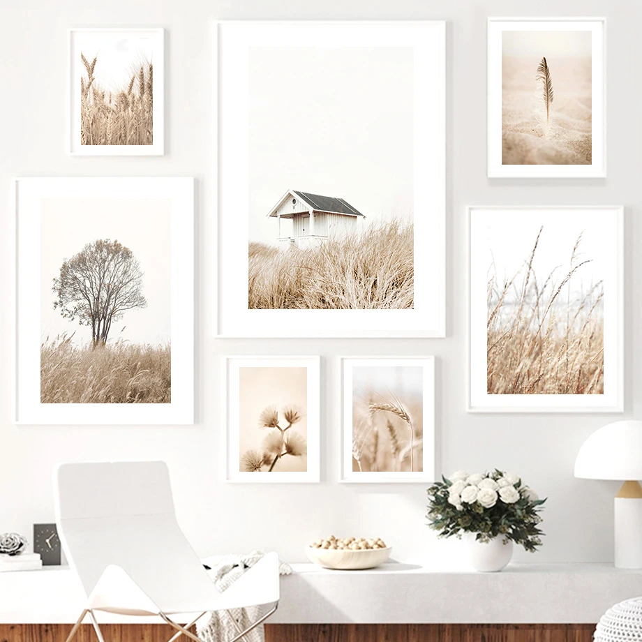 

Reed Beige Plant Sand Grass Field Wheat Lion Nordic Wall Art Canvas Painting Posters And Prints Pictures For Living Room Decor