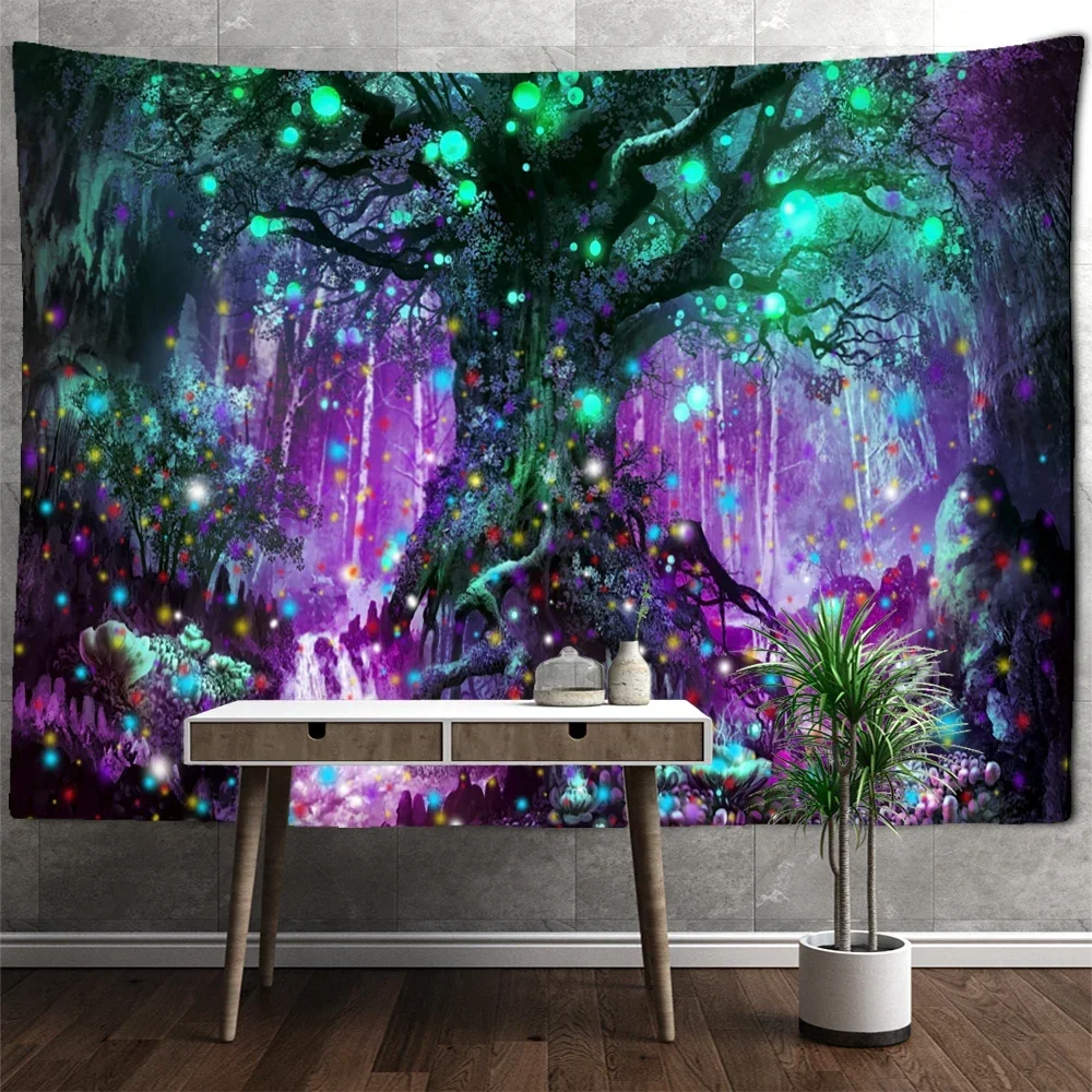 Грибной лес гобелен настенный психоделический колдовской мечта эстетика