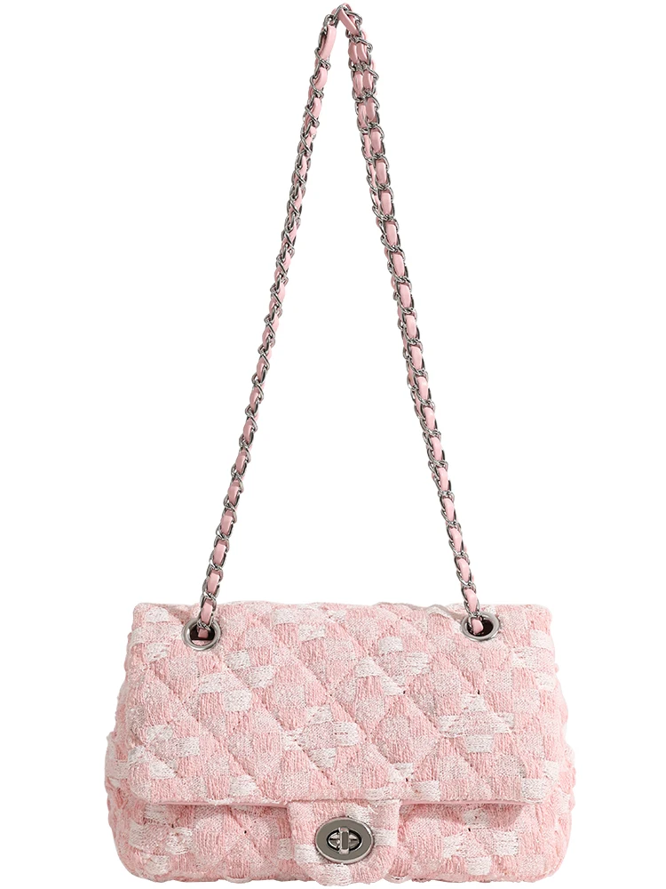 

2022 Fashion Ladies Diamond Lattice Shoulder Crossbody Bag Women Tote Bags Female High Quality Cute Chain Purses And Handbags