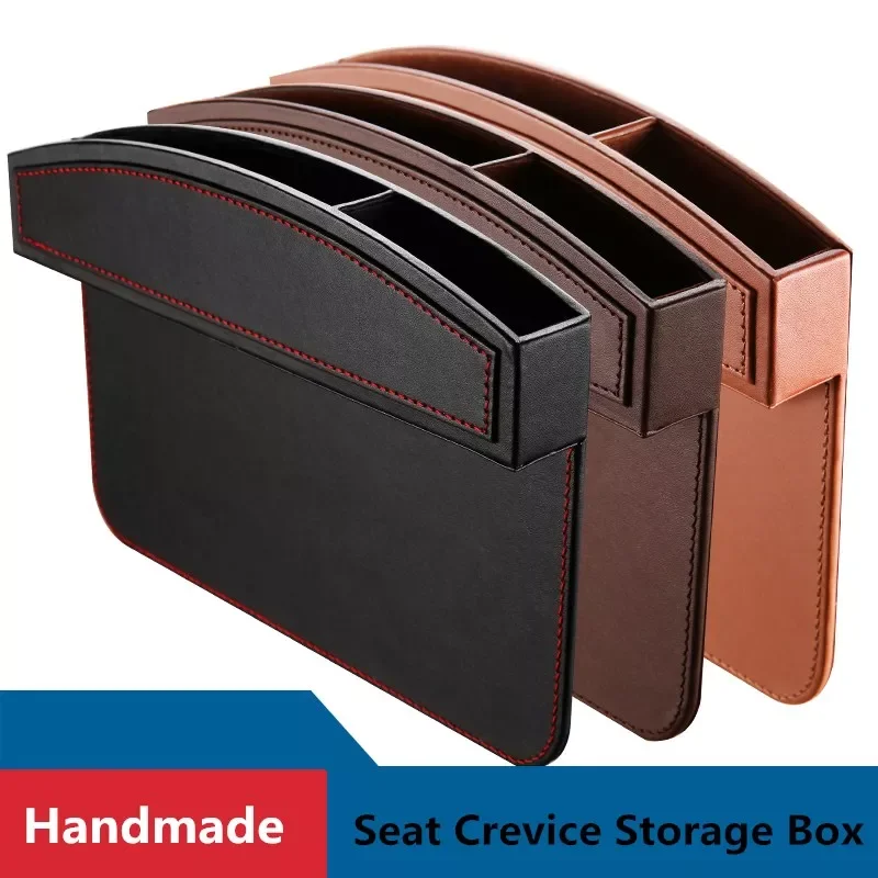

Car Seat Storage Box Accessories Premium Leather Auto Seats Console Organizer Upgraded Large Middle Gap Filler Pockets