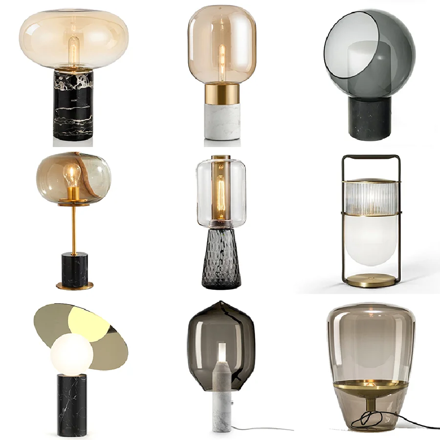 

Glass Metal Marble Table Lamp Simple Design Dimmable LED Desk Lamp Light Luxury Home Decor Home Appliance Bedroom Living Room