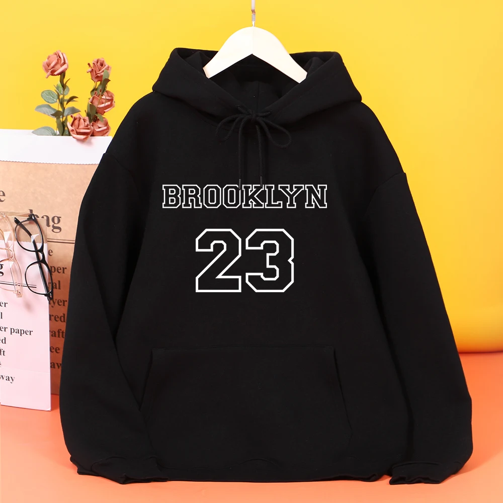 

Brooklyn 23 USA City Street Letter Printed Women Hoodie Comfortable Fleece Hoody Outdoor Zipper Hooded Fashion Oversized Clothes