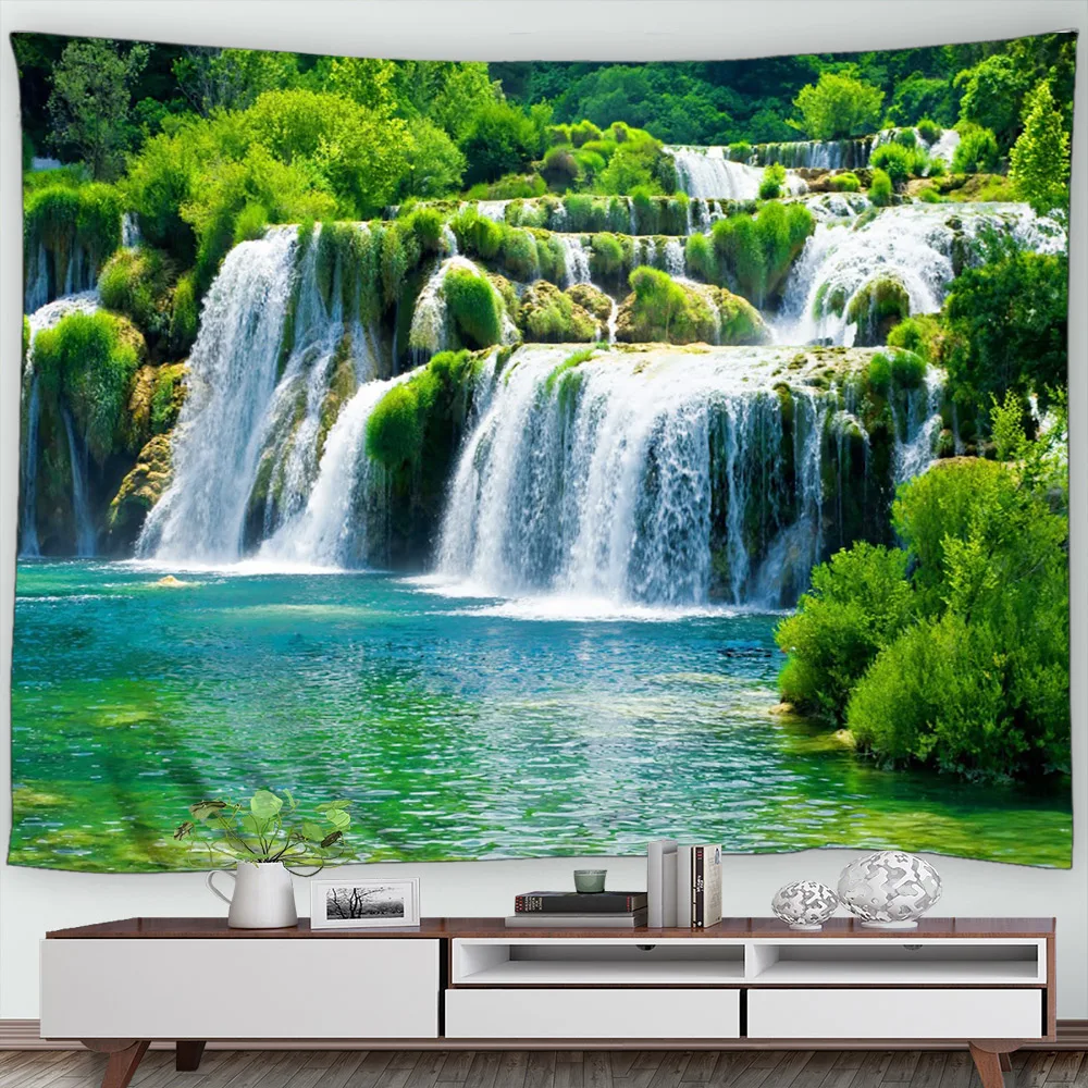 Настенный декоративный гобелен для фотосъемки природное искусство водопады