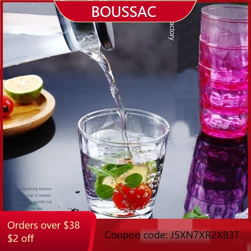 

Water Cup Glass Tray Set Acrylic Water Cup Restaurant Tea Cup Transparent PC Plastic Octagonal Cup Coffee Cup Set Cute Cup