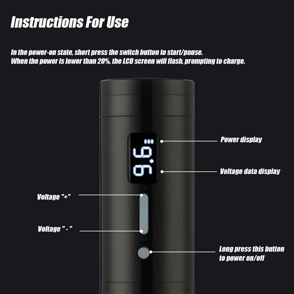 YILONG короткая вращающаяся тату-машинка батарея с портативным блоком питания Mah