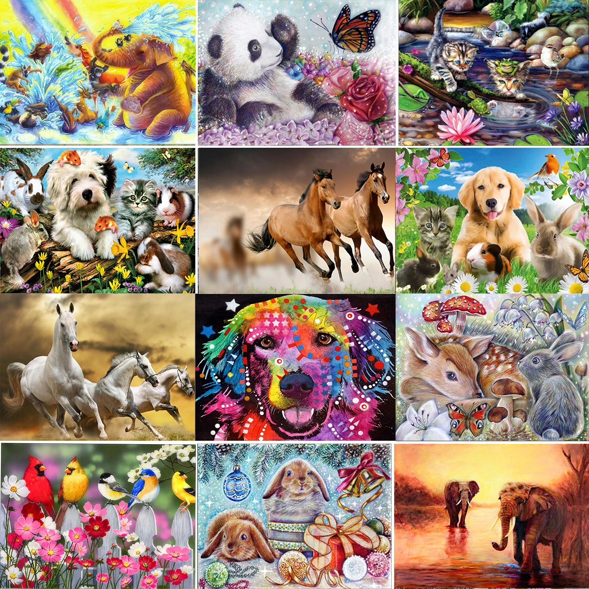 Алмазная 5D картина сделай сам мозаика с изображением кота собаки тигра кролика