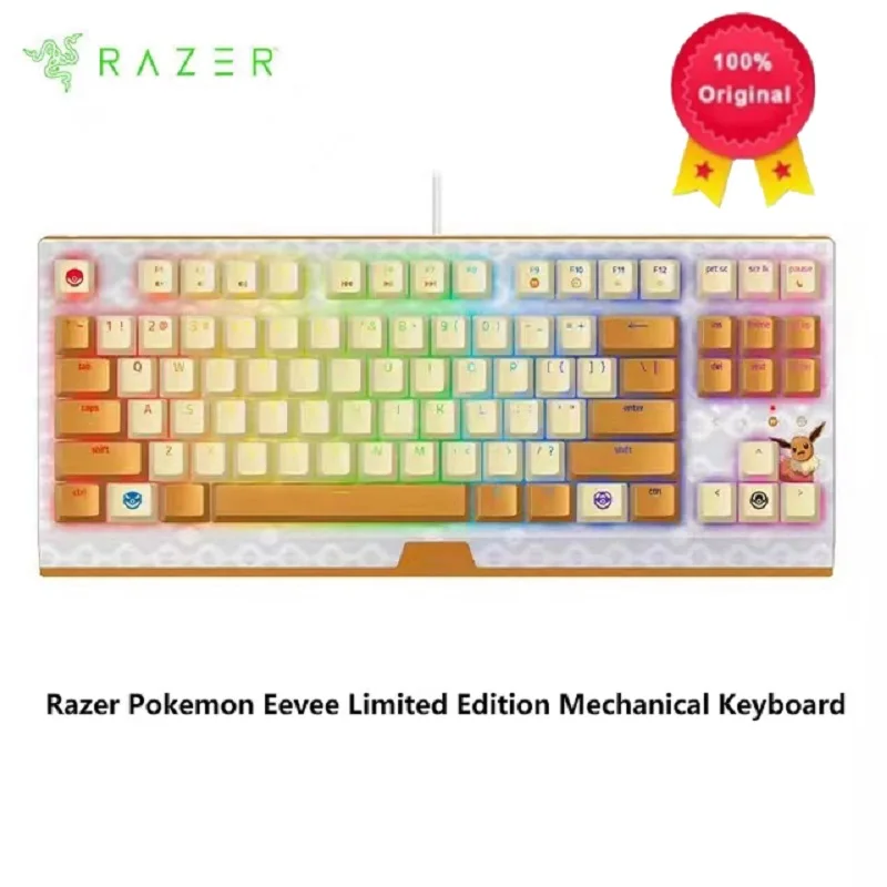 

Razer Pokemon Eevee Limited Edition Wired 87 Keys Compact Mechanical Gaming Keyboard - Green Switch - Tenkeyless Form Factor