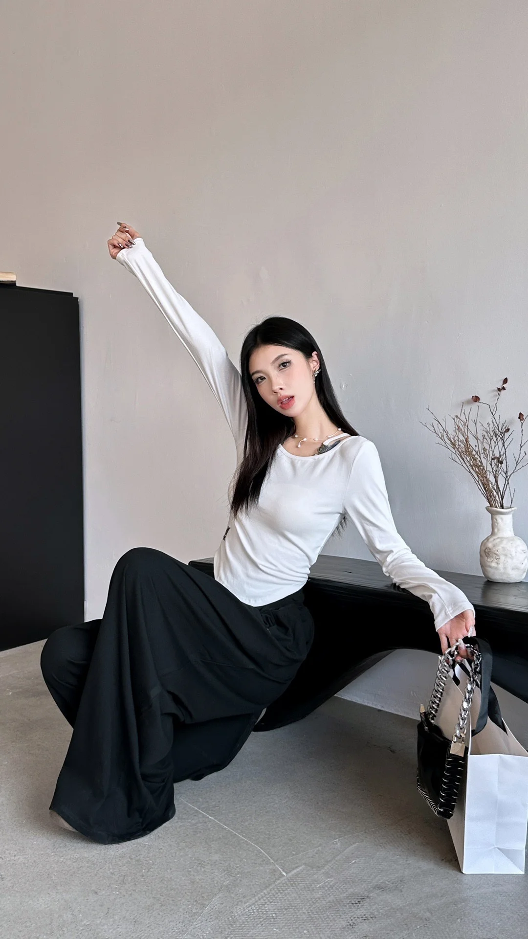 Женские футболка с длинным рукавом Yves Saint Laurent женские эластичные базовые