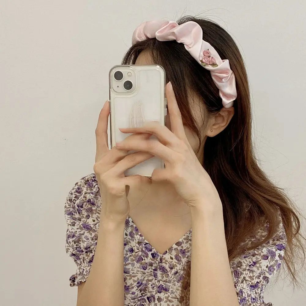 

Girls Pink Pleated Flower Headress Wide Brimmed Headwear Women Headband Hair Hoop Korean Style Hairband Hair Jewelry
