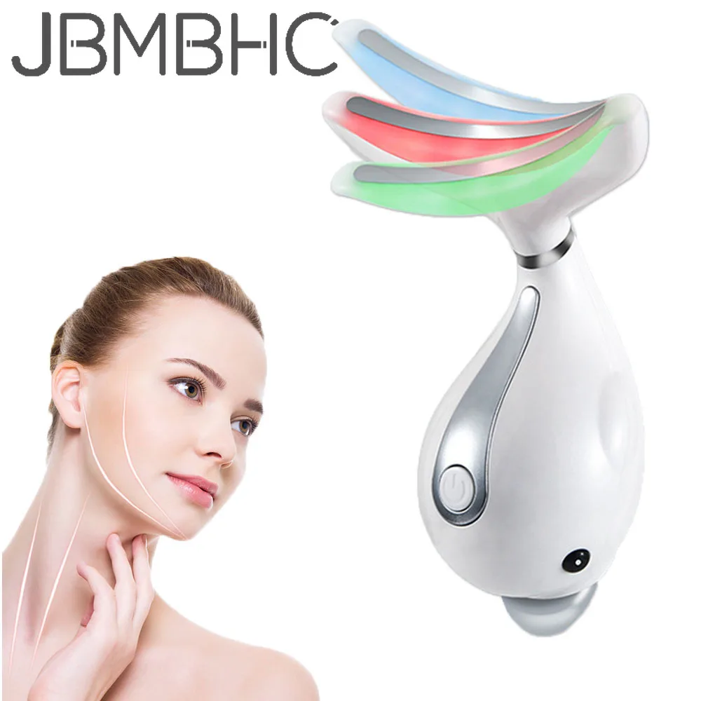 

LED Face Neck Massager Light Therapy Heating Facial Neck Wrinkle Removal Beauty Devices Reduce Double Chin Face Lift Machine