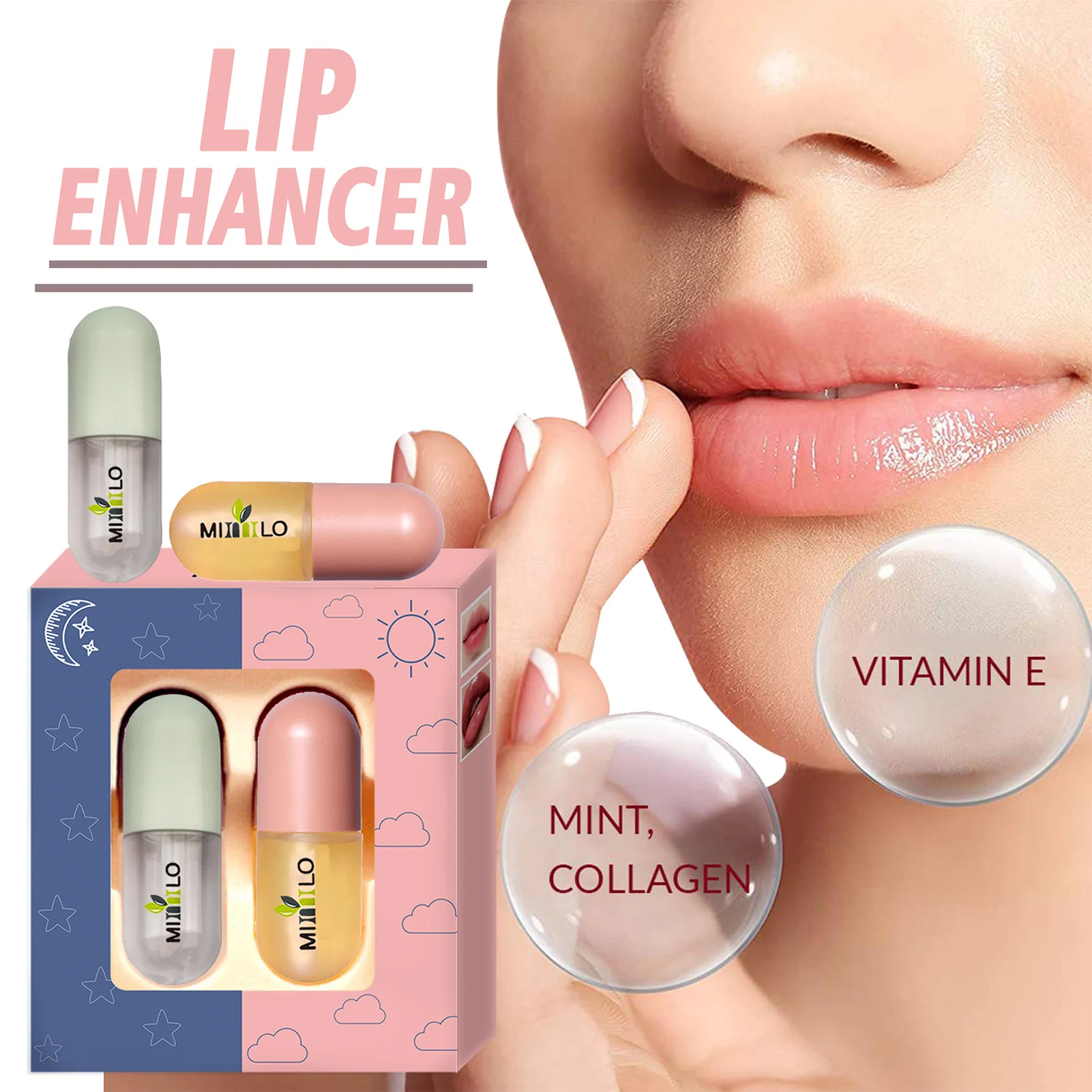 

Lip Plumper Set Lip Gloss Plumper 2 Pieces For Long-Lasting Plumping Moisturizing Hydrating Lip Plumping Lip Gloss Plumper