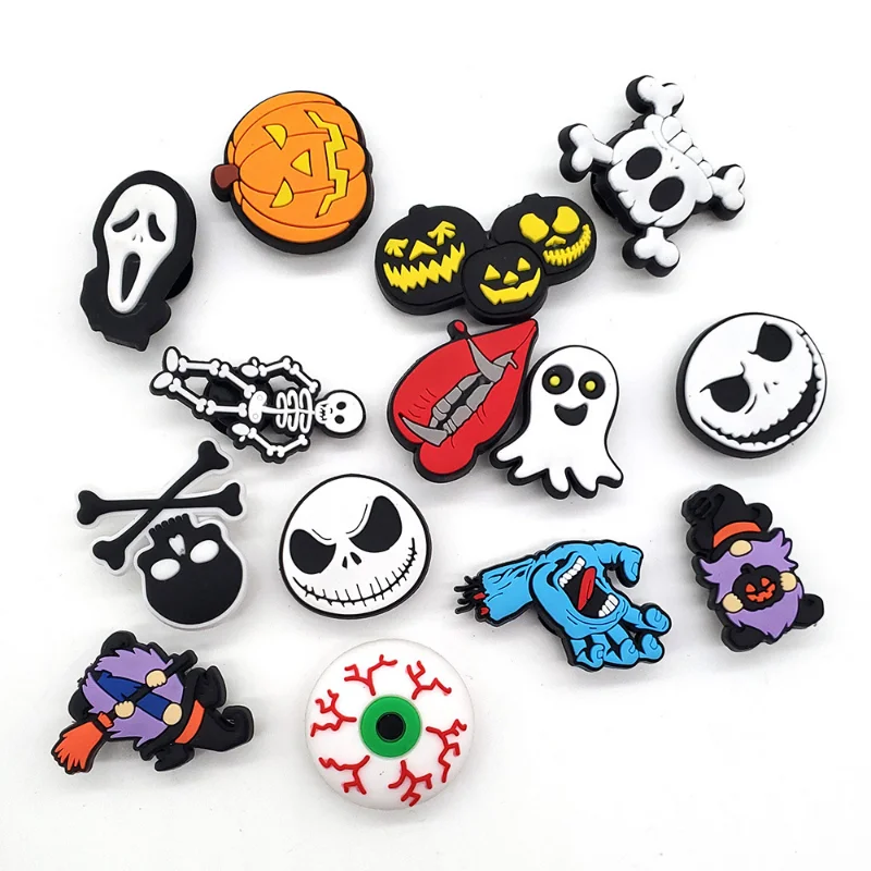 Package Sales  Cartoon Ghosts Shoe Buckle Accessories Halloween Garden Shoe Buckle Decorations For Wristband Croc Jibz Charm