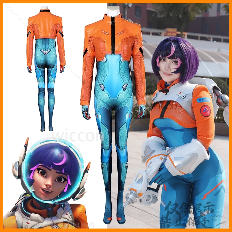 Overwatch 2 косплей Юнона аниме игровой костюм комбинезон пальто парик для девочек и