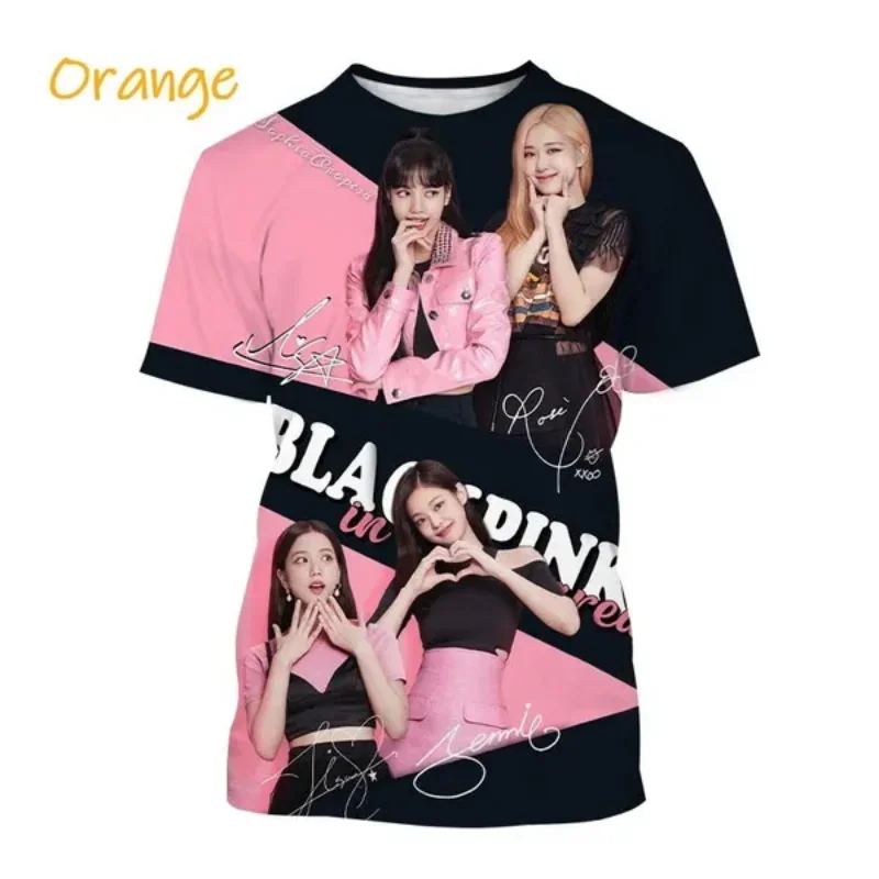 

Korean Girl Group Black Pink 3D Print T-shirt Fashion Women Clothing Casual Unisex Graphic Oversized T Shirt Harajuku Tops Tees