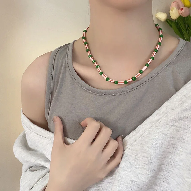 Ожерелье Lifefontier в богемном стиле с акриловыми бусинами контрастных цветов для женщин и девушек модное ожерелье ручной работы пляжное ожерелье ювелирные изделия