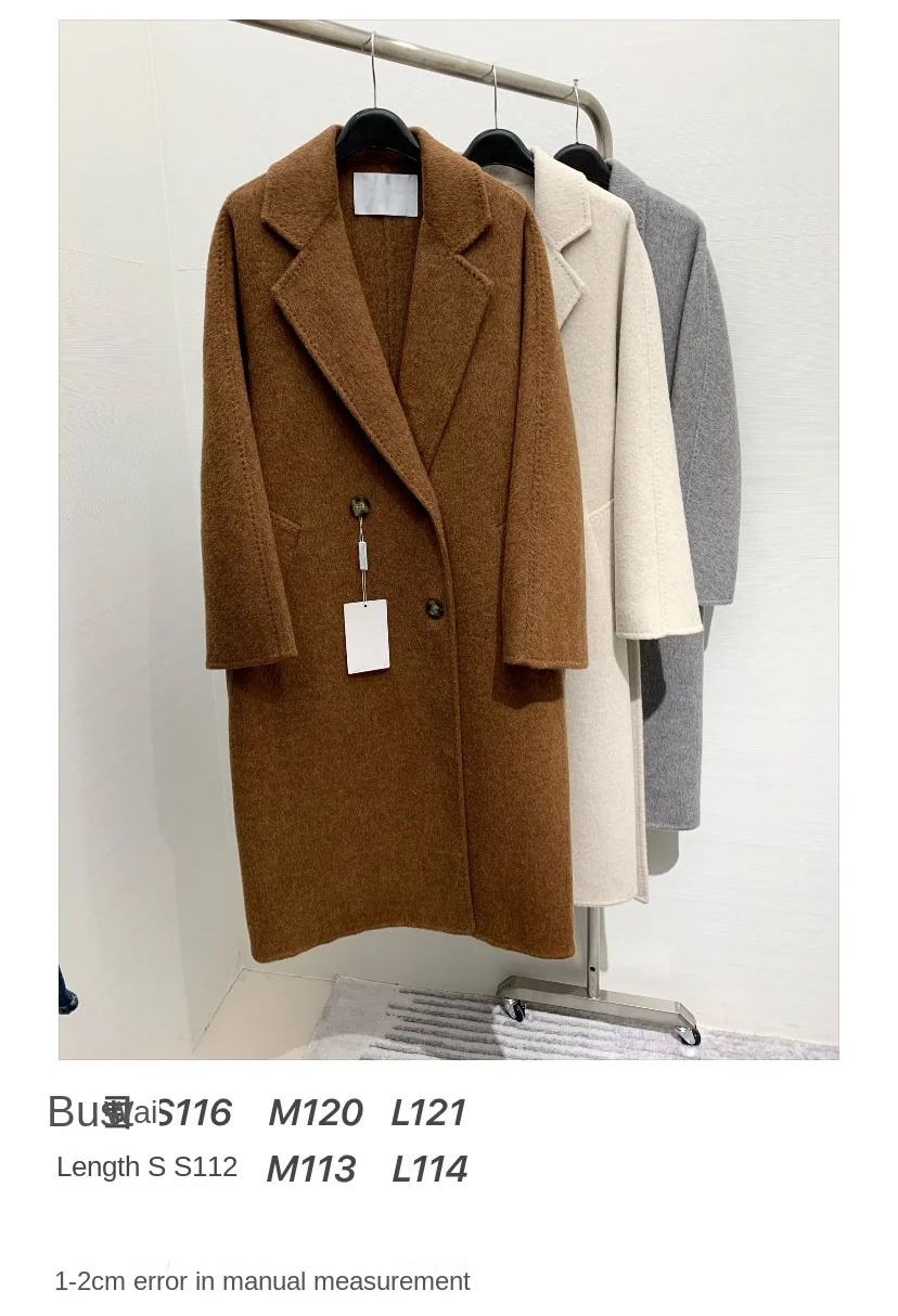 2024 осенняя новая женская одежда классическое двубортное длинное шерстяное